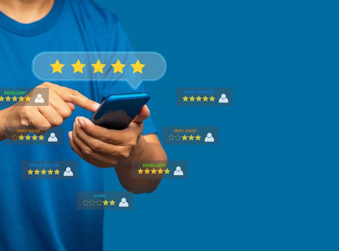 avis des clients avec des étoiles